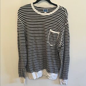 J. Crew Black and White Striped Men's Shirt